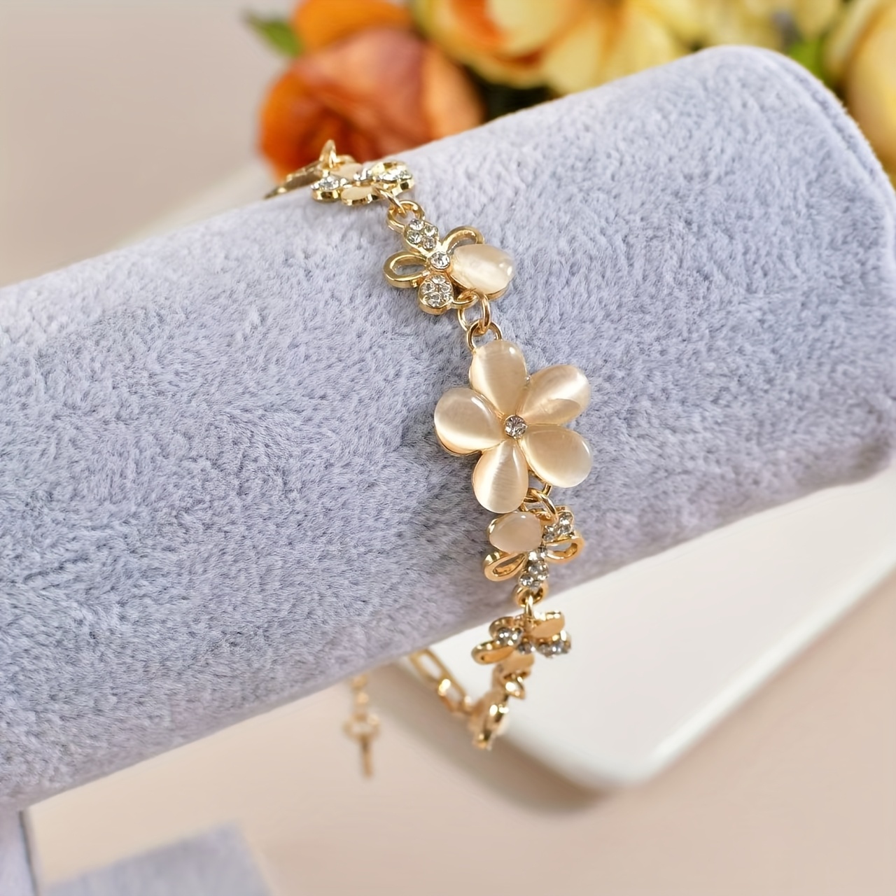 TEMU 1 pulsera de flor de para mujer, con versátiles detalles de diamantes de
