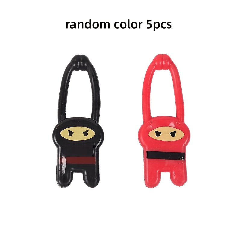 TEMU 5pcs Set Of Random Color Elastic Retractable Ninja - Red And Black Cartoon , Birthday, Halloween, Easter, Christmas Party Gift, Classroom Prize,