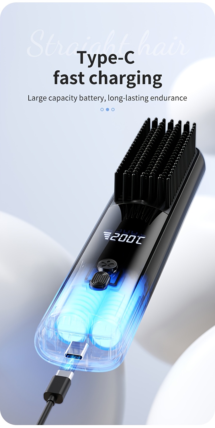 2025 Nieuwe Draadloze Draagbare Negatieve Ionen Stijltang, Snel, Slim Digitaal Display, USB Opladen, Compact en Lichtgewicht Ontwerp, Perfect voor Thuis en Reizen, Ideaal Cadeau voor Vrouwen, Professioneel Styling Gereedschap