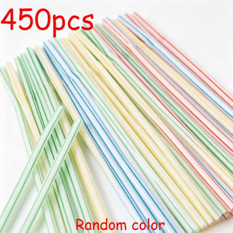 TEMU 450/110pcs Macaron Colored Flexible Craft Straws Random Colors High Quality Reinforced Multifunctional Striped Tubes With Soft Tips For Basket