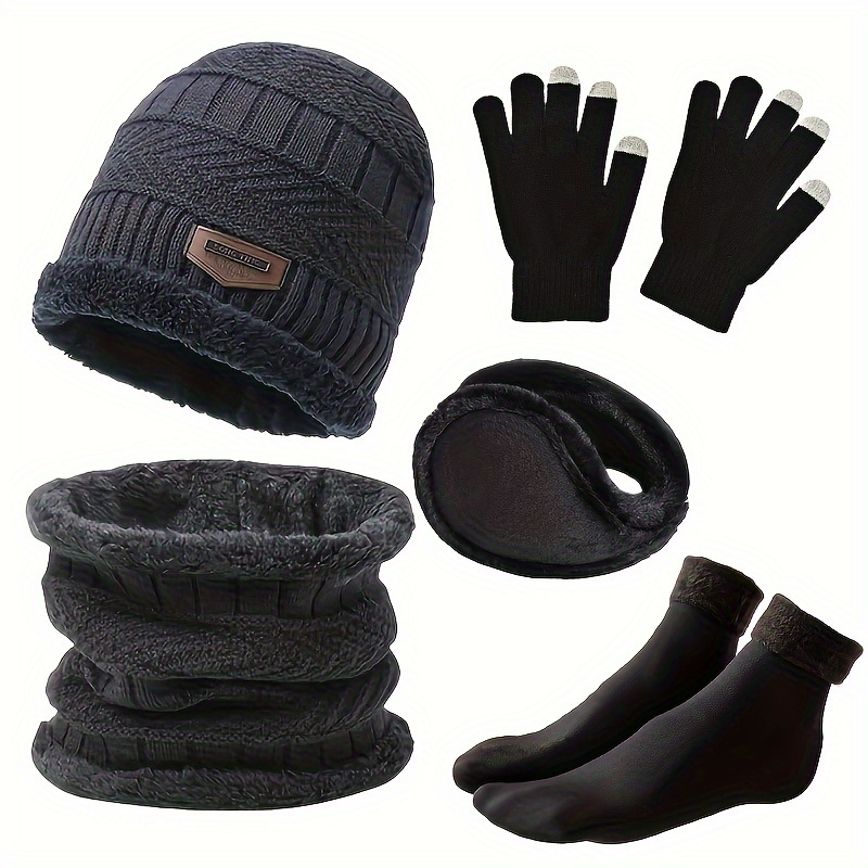 5 piece winter accessories set casual knit beanie neck  display picture 2