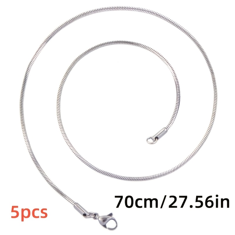 5pcs Multi-Length Lobster Clasp Square Snake Chain Necklace Set