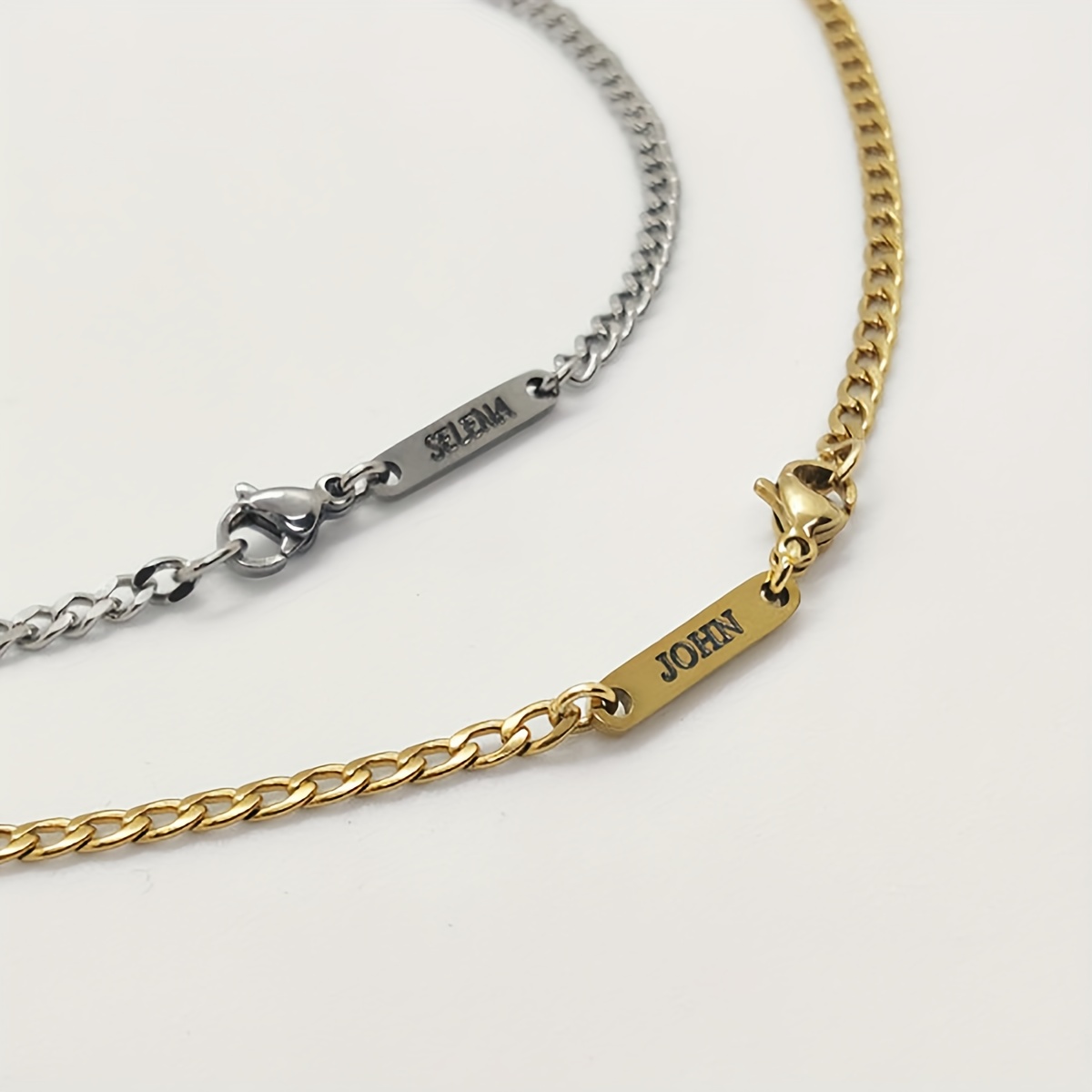 Men's Custom Nameplate Necklace with 304L Stainless Steel Cuban Chain