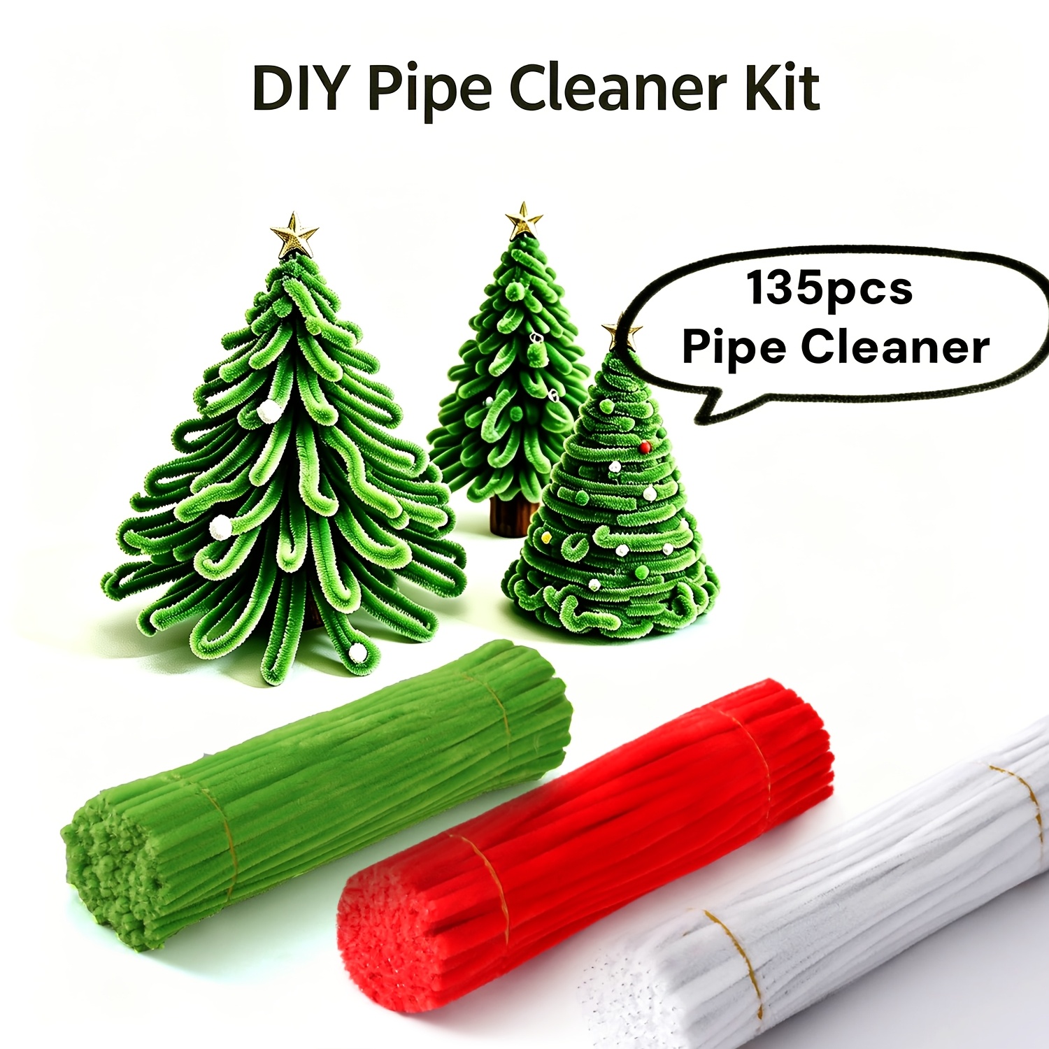 TEMU Kit de Lutins de Ramoneur 135 pièces, Tiges de Bricolage Flexibles, Lutins de Ramoneur Polyvalents pour Fleurs Faites à , Bricolage DIY