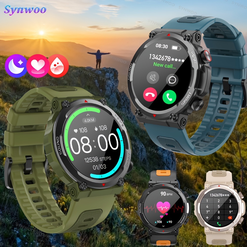 Reloj inteligente de estilo militar para hombre para teléfonos Android,  resistente al agua, reloj inteligente Bluetooth resistente al agua para  llamar