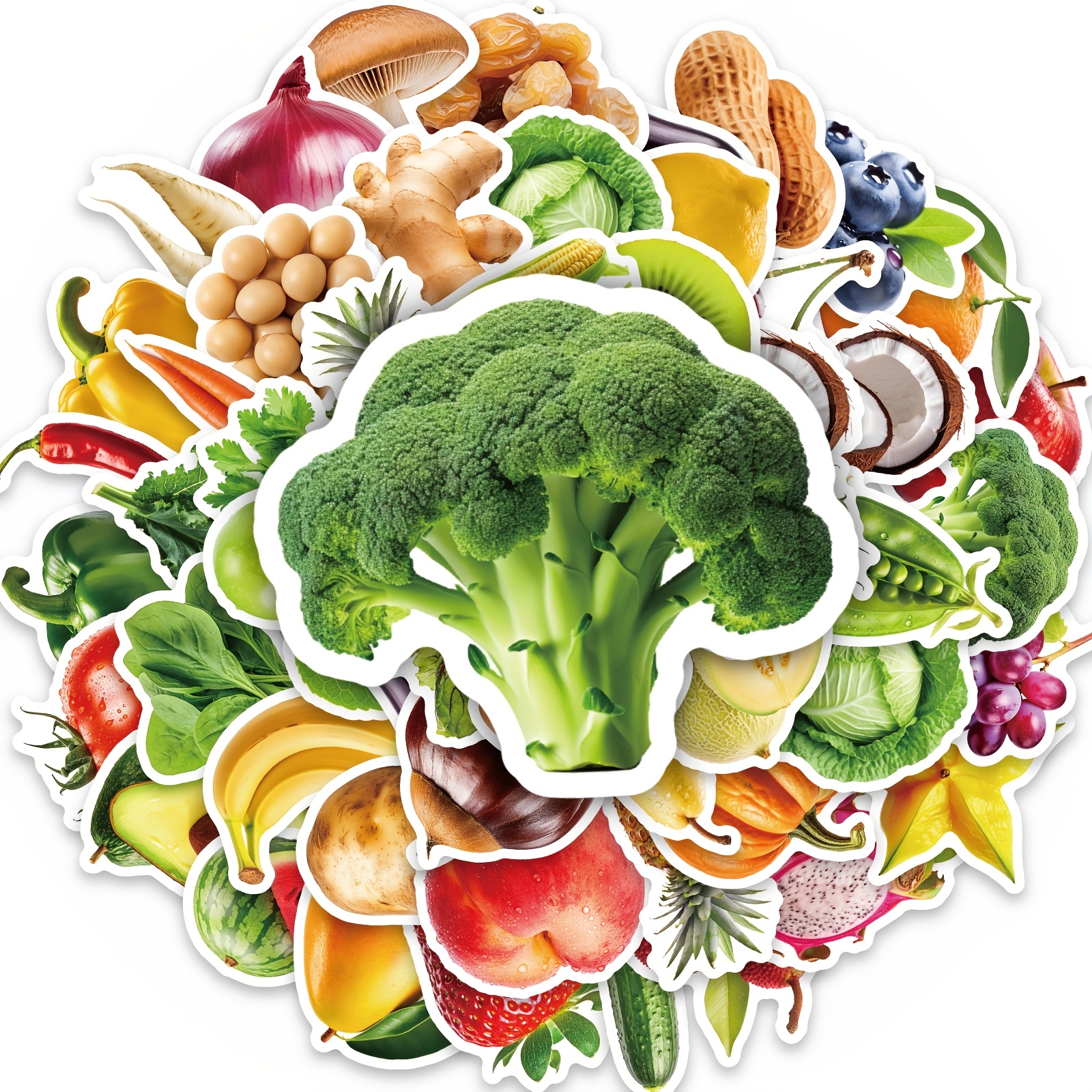 TEMU 50 stickers realistas de , calcomanías realistas de productos agrícolas, perfectas para decorar álbumes de recortes, laptops, botellas de agua,
