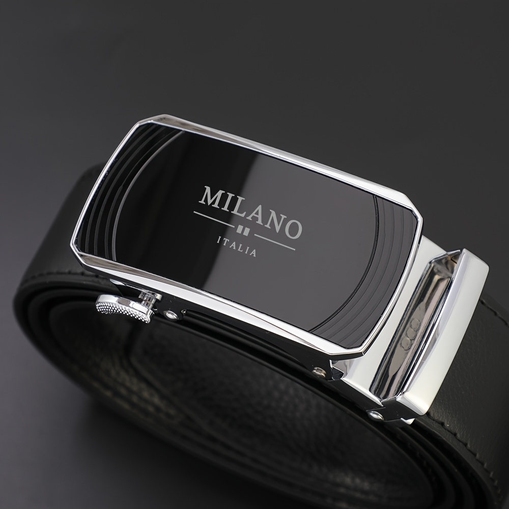 TEMU Ceinture d' tendance pour homme à motif , sangle en PU haute avec revêtement -rayures, durable, boucle automatique facile à utiliser, convient à