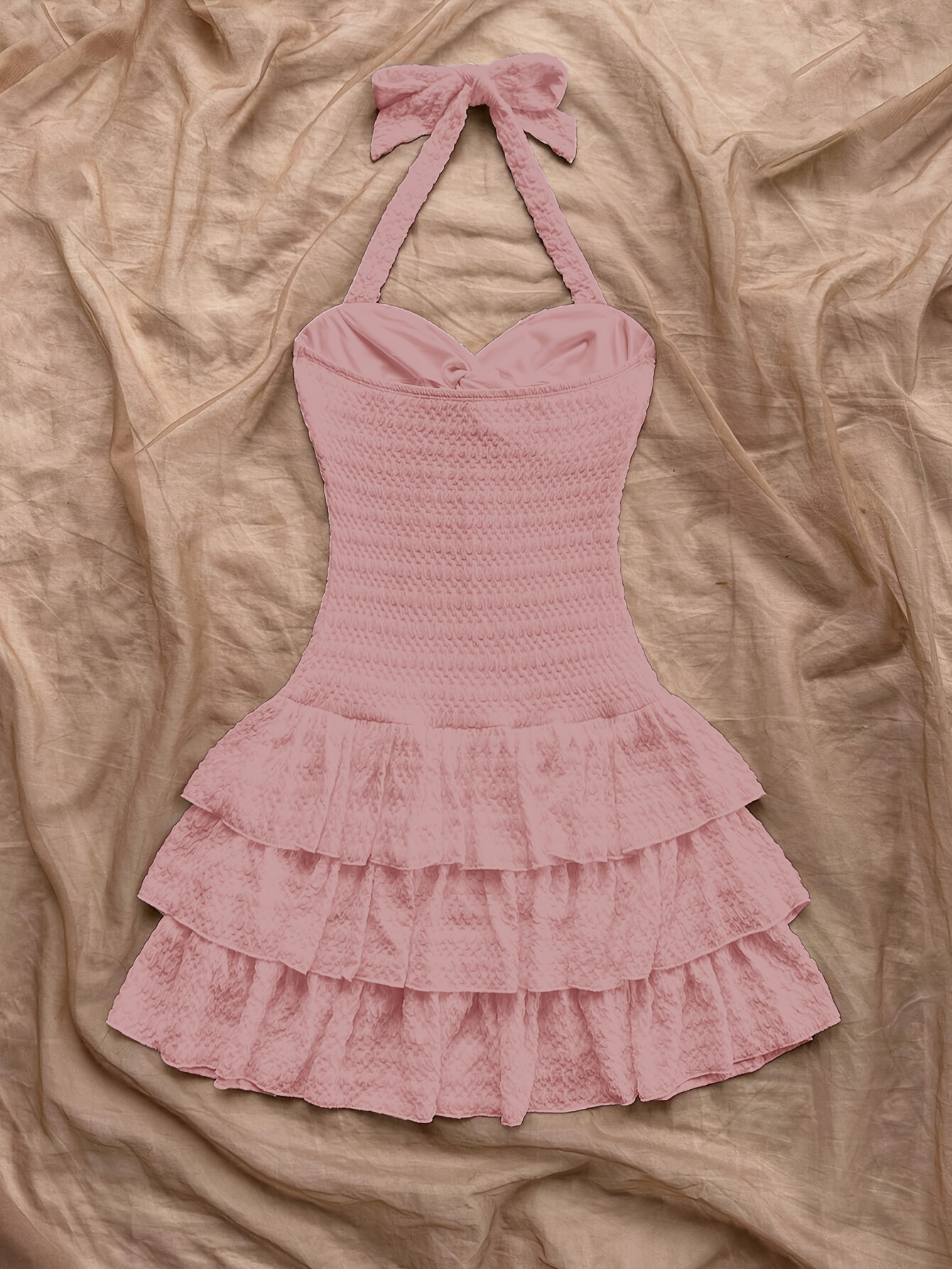 multi layer ruffle mini dress twist detail vibrant - Temu Kuwait