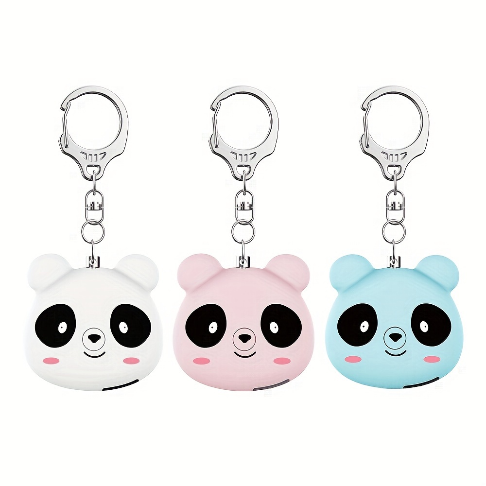 130db safety alarm rechargeable portable personal alarm cute panda backpack keychain pendant sos   device two alarm   3 colors Product details 0