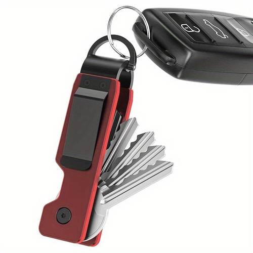 Artikelbild kompakter metall-schlüsselhalter, der 2-6 schlüssel sicher aufbewahrt, mit einem schlanken design, das für männer und frauen ist. dieser schlüssel-organizer aus aluminiumlegierung wird mit einem sicherheitsverschluss geliefert.