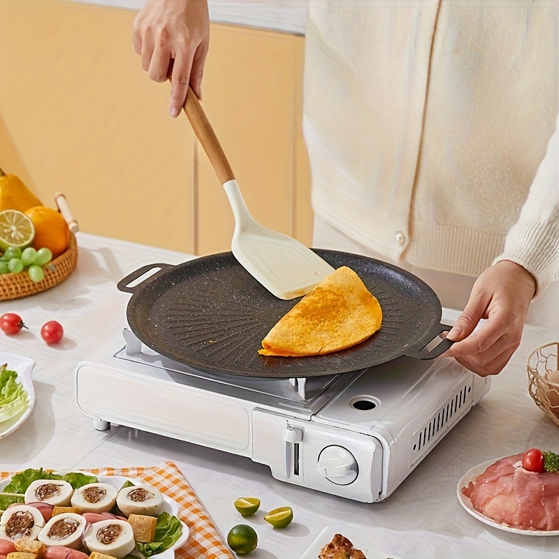 Versatile Korean Cast Iron Grill Pan - Smokeless Non-Stick Portable Grill for Home, Outdoor Camping & BBQ - Sun Pattern Design, Multiple Sizes Available, Durable & Easy to Clean, Korean BBQ Grill