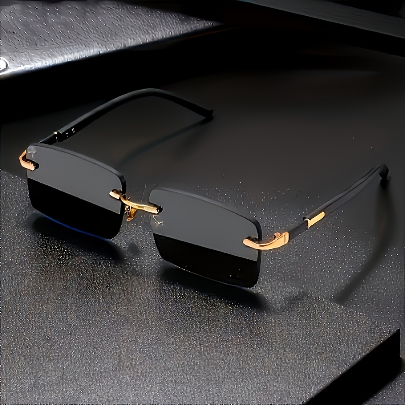 

1pc Men' Rimless Glasses, Casual Hip Hop Fashion, Lens With Mirrored Function, Ferroalloy Frame, Decorative Eyewear For Ordinary Use