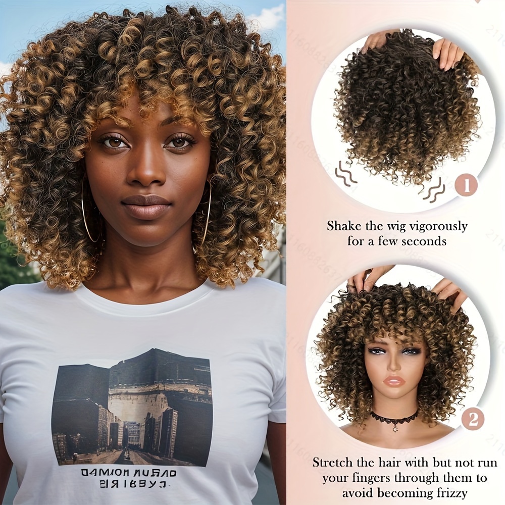 elegant afro y wig for women 12 inch short spring fiber 150 density cap synthetic hairpiece suitable for african ladies details 4