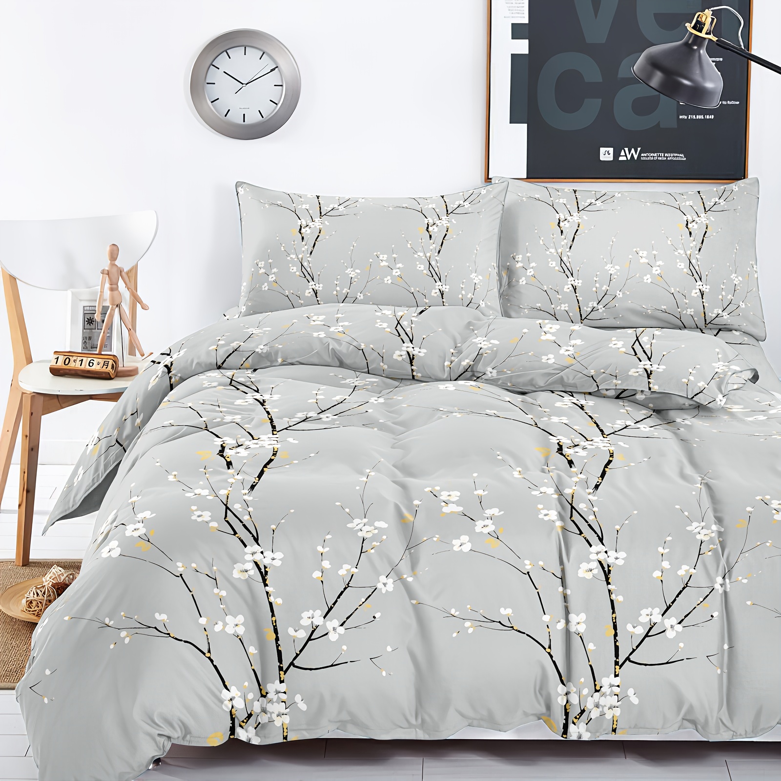 Image of Set (2 Pillowcases + 1 Duvet Cover) Polyester Bedding, Universal Fit For Double/single/queen/king Size Beds, Shrink And Fade Resistant, Soft And Skin-friendly, Easy To Care For