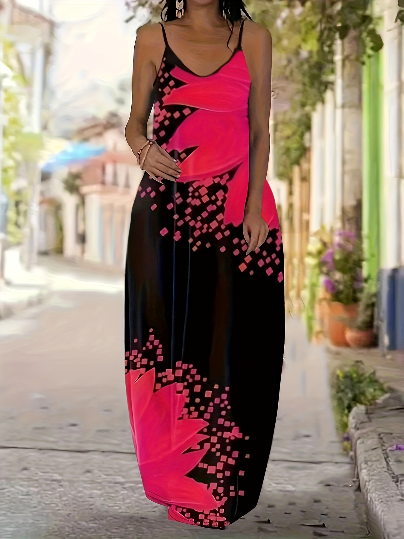chinese dress ladies WOVEN ARC HEM CAMI MIDI DRESS WITH FLOWY POCKETS – Lyn & Lou Boutique main image 0