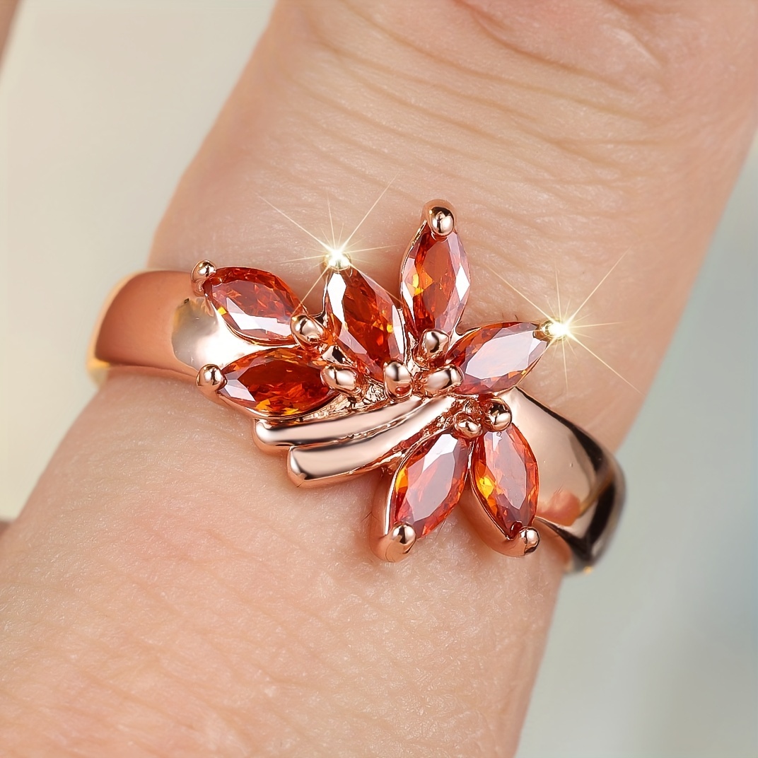 Perfect Copper Ring for Parties with Maple Leaf Design