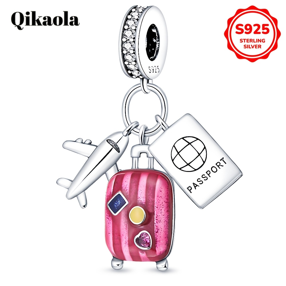 

A 100% Genuine 925 Sterling Silver Red Airplane Luggage Charm Bead, Making With Original Bracelets And Necklaces, A Gift For Girls, Weighing 3g.