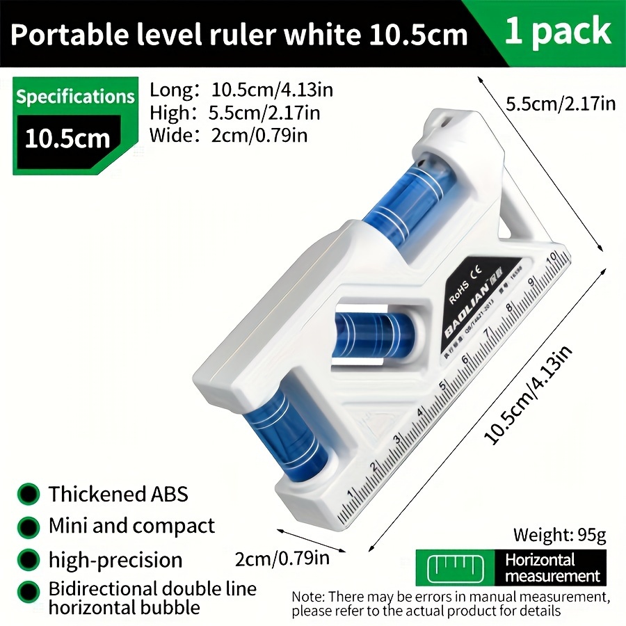 

Pocket-sized Magnetic Level - Acrylic, Ideal For Woodworking &