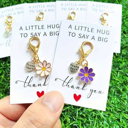 10 daisy keychains with thank you cards souvenirs of encouragement and gratitude suitable for daily bag decor fantasy theme metal material christmas and valentines day gifts