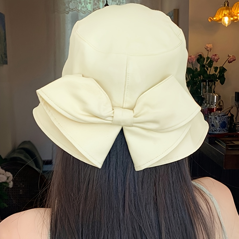TEMU Women's Bowknot Hat, A Sunshade Hat For Spring And Summer Outdoor Use, Features Dual-side And, Foldable With Solid Colors, Suitable For Everyday
