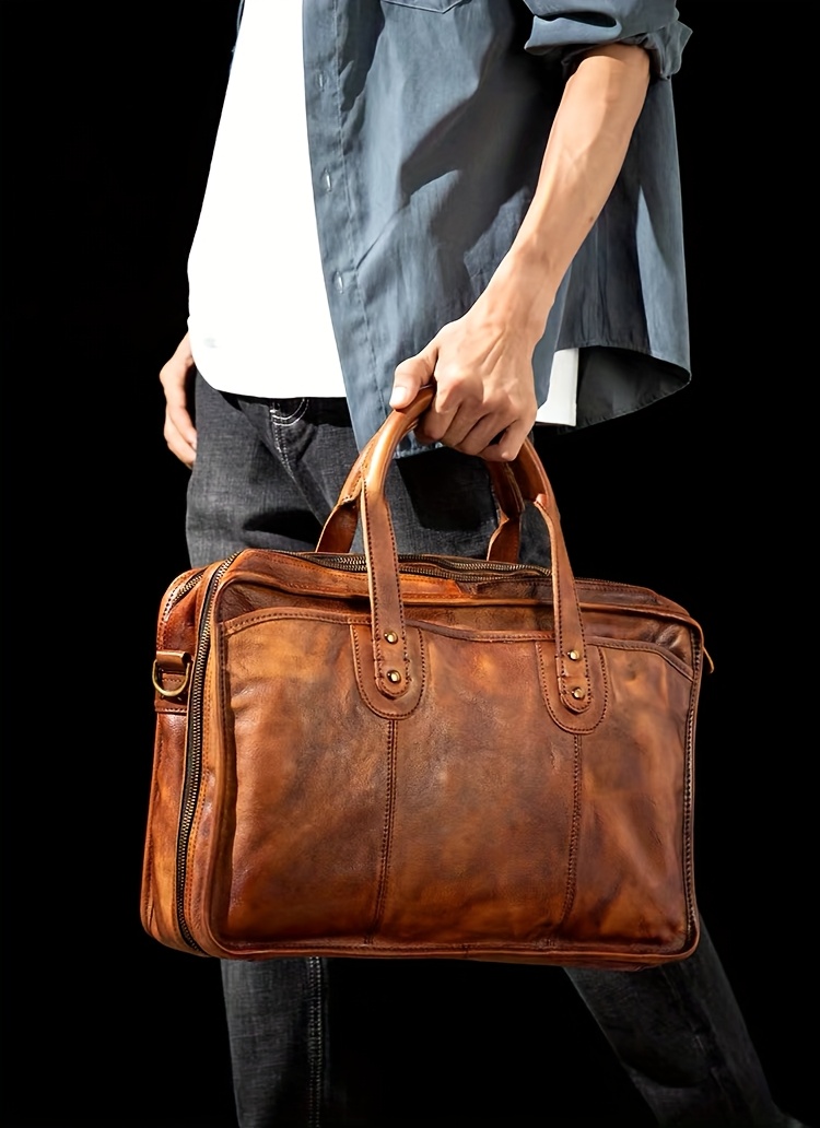Black Top-Grain Leather Shoulder Bag