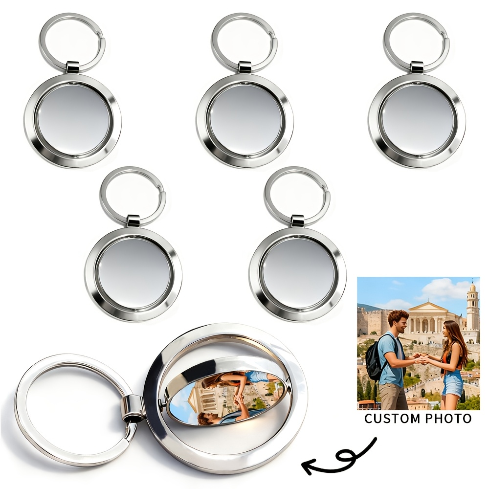 TEMU Personalized 5pcs Custom Double-sided Rotating Keychain With School Emblem/, Graduation Gift, Student Souvenir, Cultural And Creative Gift