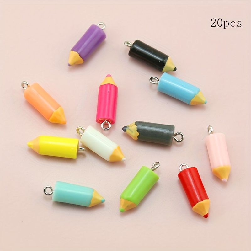 E-shop 20 Stk./Packung bunte Harz-Simulations-Mini-Stift-Anhänger, handgefertigte Armbänder, Ohrringe, , Perlen-Schmuck, Schlüsselanhänger,