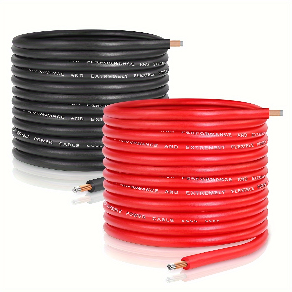 TEMU Kit de Fil CCA 50ft 8 Ga - 25ft Noir & 25ft Rouge, Câble de Batterie Automobile pour Audio de Voiture, Alimentation/Ground, Marine, - Câblage