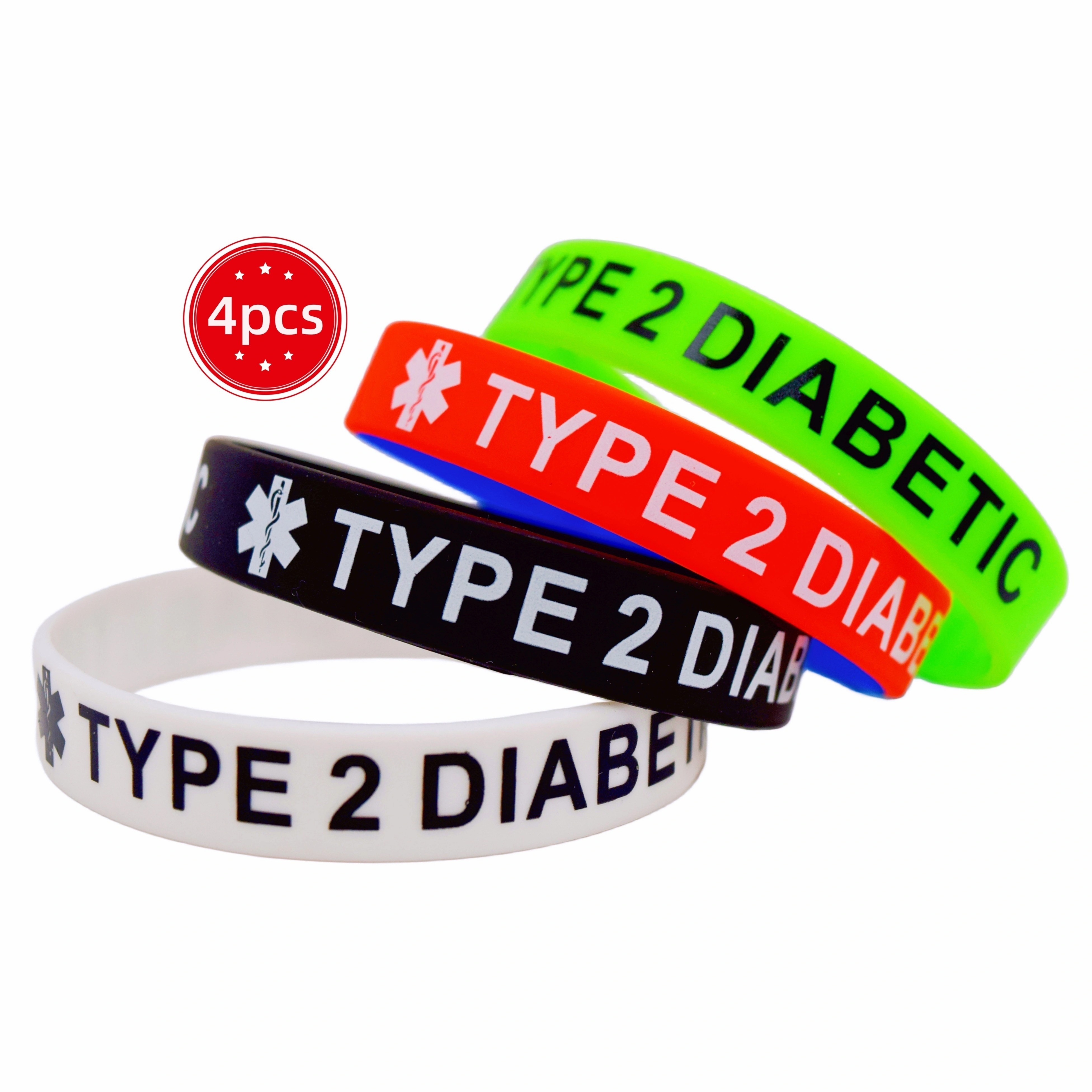 Image of 4pcs/8pcs Type 1 And Type 2 Silicone Wristbands, Alert Id Silicone Bracelets, Stylish Sports Warning Wristbands, Suitable For Men And Women, Includes Identification Bracelets, Ideal For Family Use