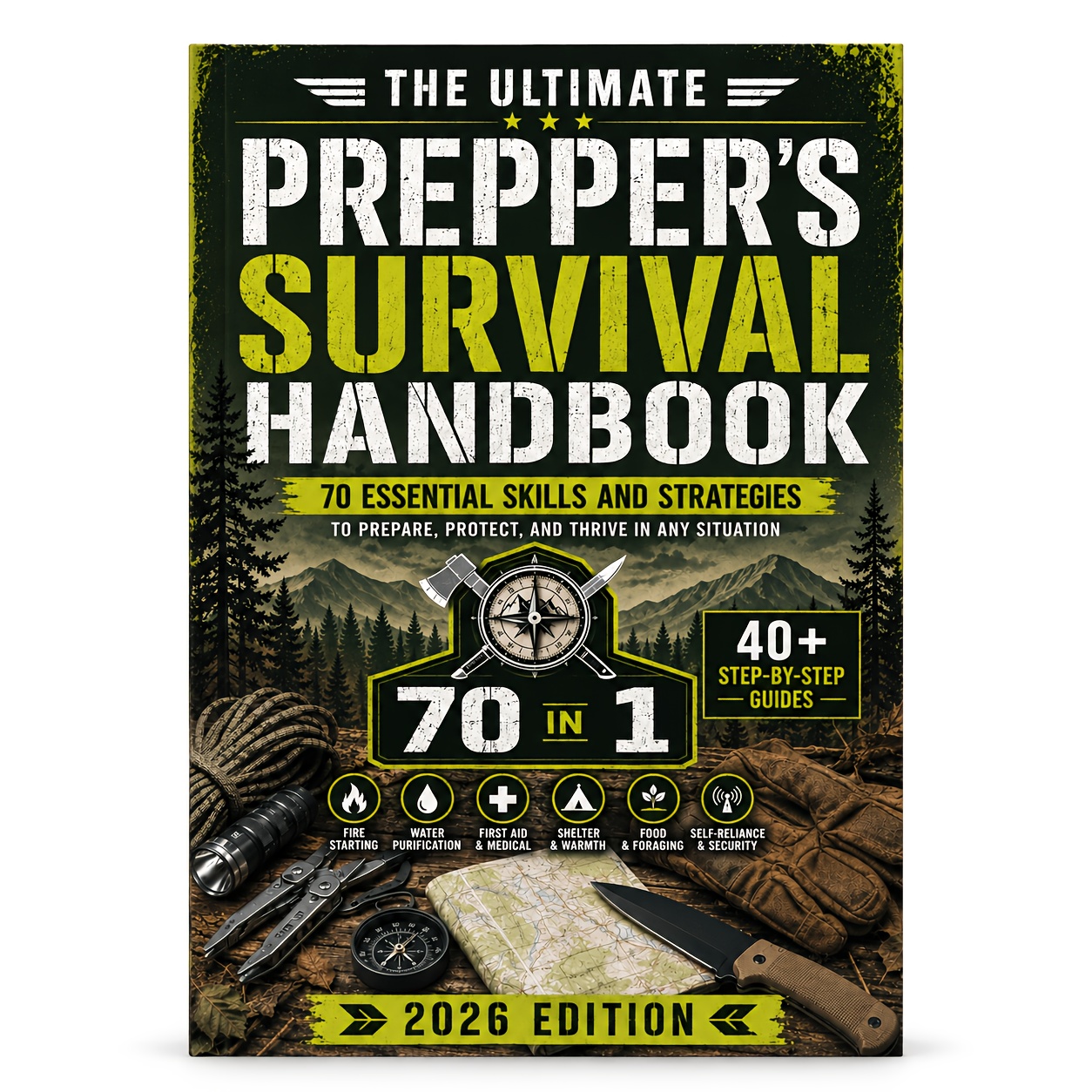 TEMU Emergency Preparedness Survival Handbook For Adults And Beginners, 2026 Guide With 70 Essential Skills For Fire, Water, , Shelter, And
