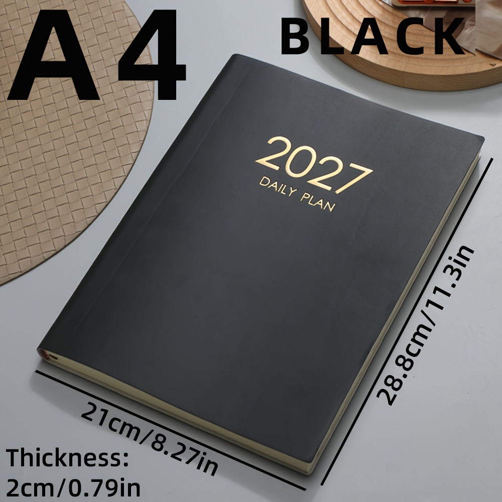 TEMU Large 2027 A4 Size Thickened English Calendar Book, Satisfying Products That Used In 11 Holidays, 180 Sheets 360 Pages Daily Plan Schedule Book,