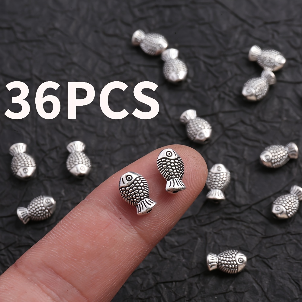 TEMU 36pcs Pack Of Alloy Small Fish Shaped Spacer Beads, Three-dimensional Fish Scale Pattern, Handmade Jewelry Core Material, Suitable For Beaded