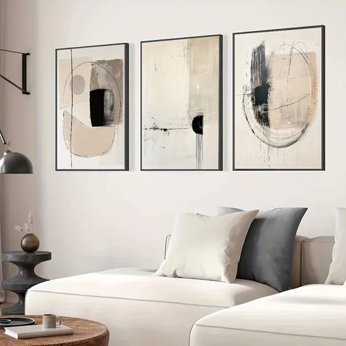 çerçevesiz siyah bej geometrik soyut duvar sanatı posteri tuval baskı modern maksimumcu vintage japandi nötr sanat yurt, apartman, oturma odası, yatak odası, ev dekorasyonu için