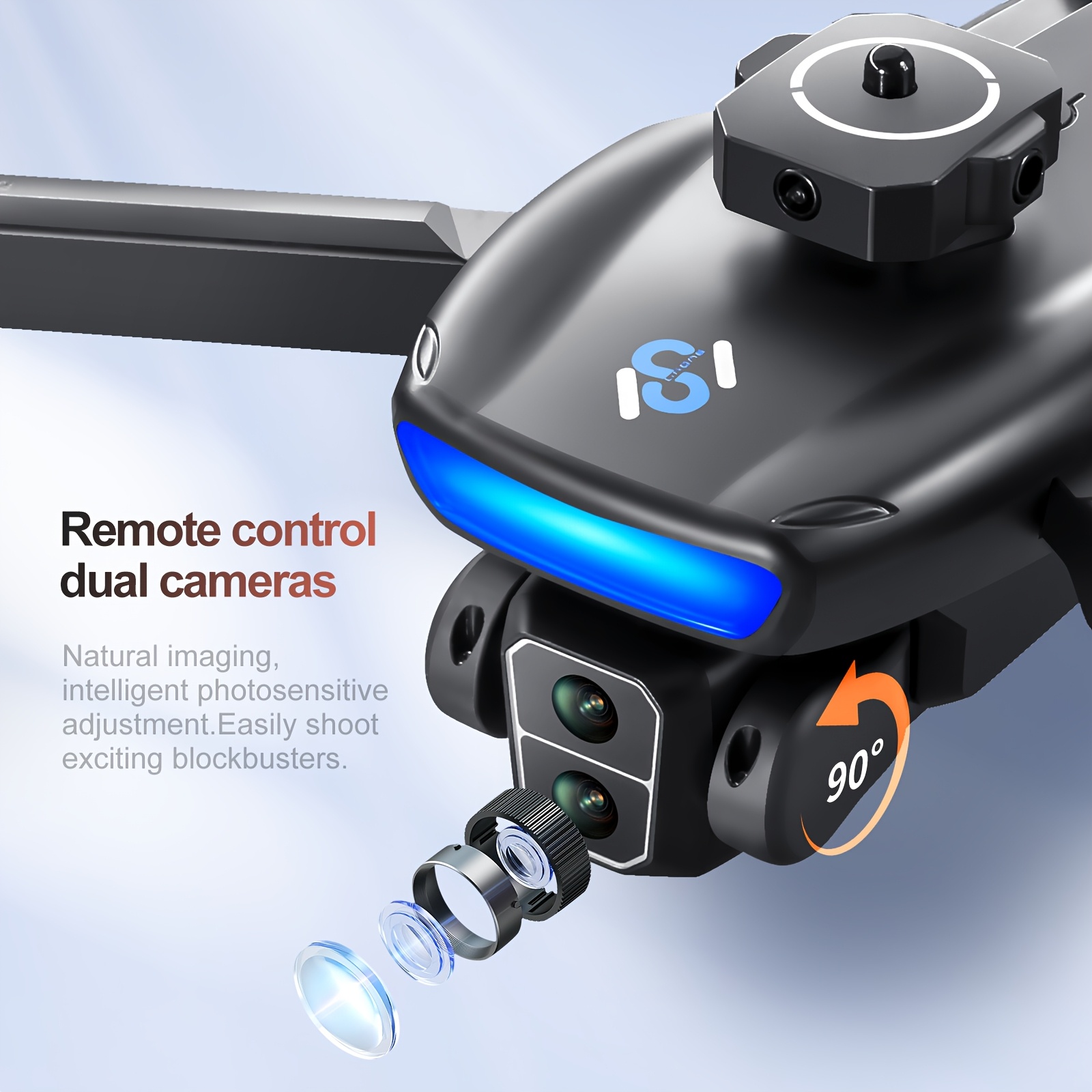 GPS Brushless Motor Drone With 720P Dual Camera, 4-Axis Flight, 3 Speed Modes, LED Night Light, Obstacle Avoidance, Headless Mode, 10-12 Min Flight, Includes Spare Propeller (White/Black)