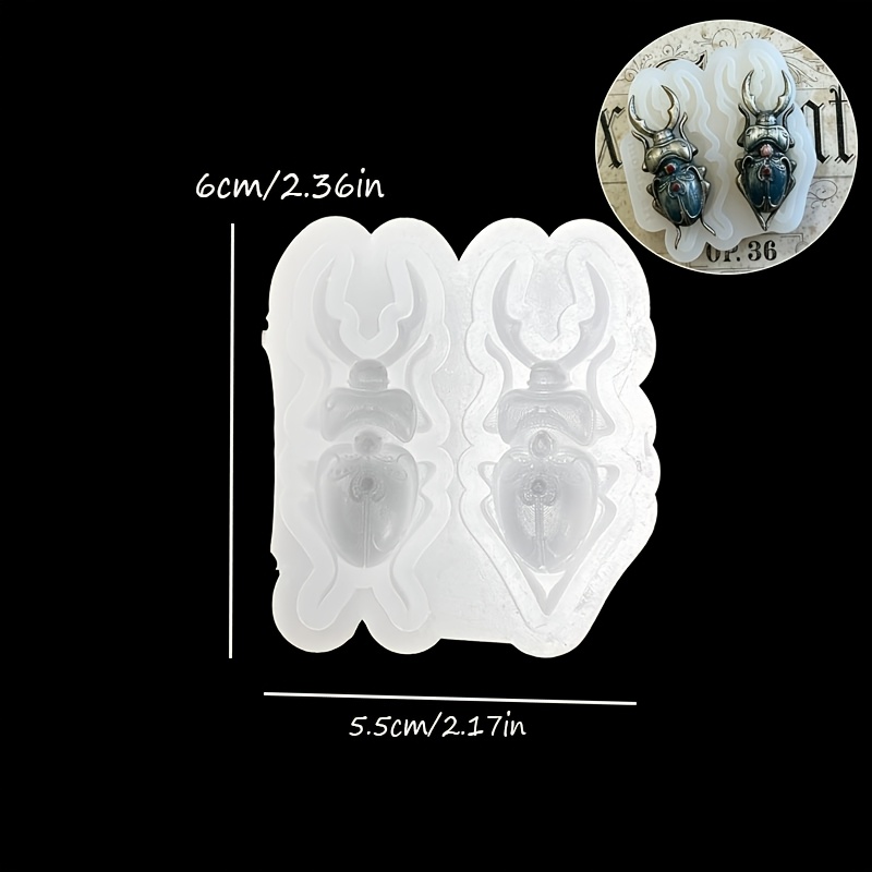 TEMU Dnejiu Twin Resin Silicone Molds Suitable For Diy Crafts, Retro Distressed Insect Molds For Plaster & Resin, Twin Shape For Earrings, Brooches,
