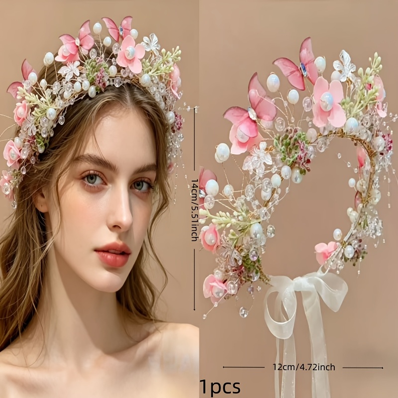 TEMU 1pc Pink Fairy Handmade Garland Suitable For Weddings, Parties, Friend Gatherings, And Other Occasions