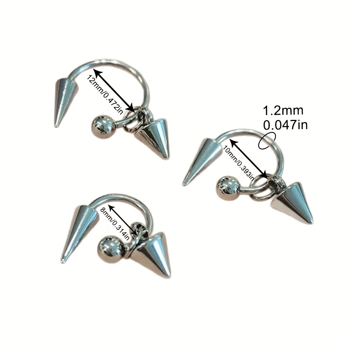 Image of 1/3pcs Pendant Hoop Earrings Lip Rings Ear Piercing Cartilage Tragus Helix Daith Earring Jewelry, Y2k Gothic Style, For Daily And Party Use, Body Piercing Accessory For Women