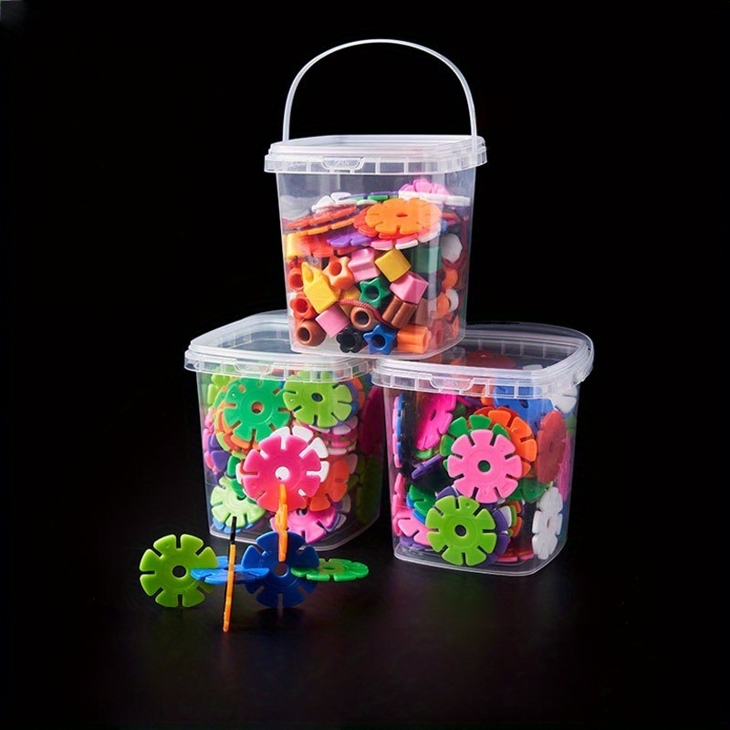 6pcs Mini Square Plastic Buckets with Lids and Handles