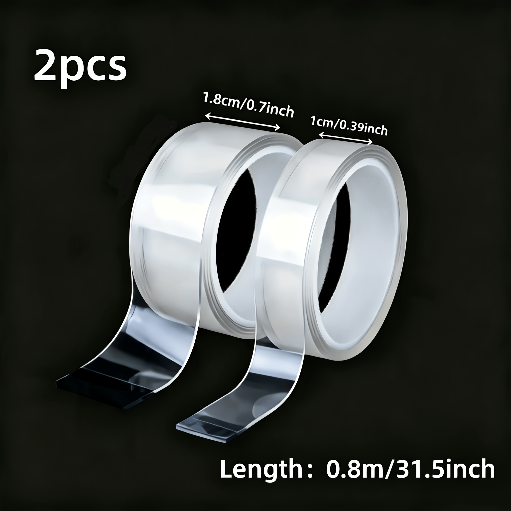 TEMU 2pcs Set Of Double-sided Super Strong Tapes - Reusable, High Strength, No Residue, Suitable For Home, Office And Car Use, Perfect For Crafting,