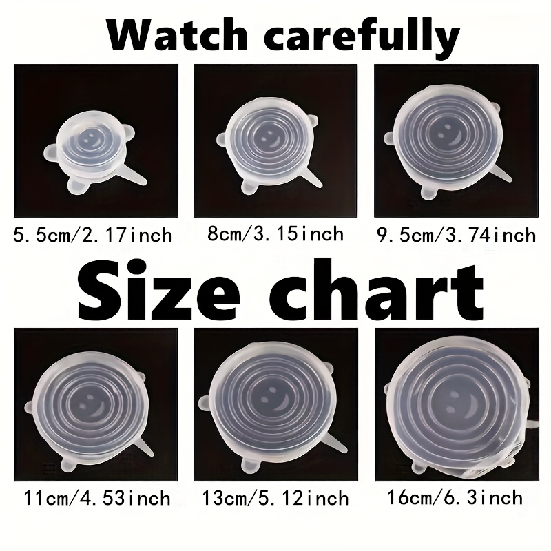 Juego de 6 tapas elásticas de silicona, cubiertas reutilizables y resistentes para tazones de almacenamiento de alimentos, seguras para usar en lavavajillas y refrigeradores, aptas para varios contenedores en 6 tamaños