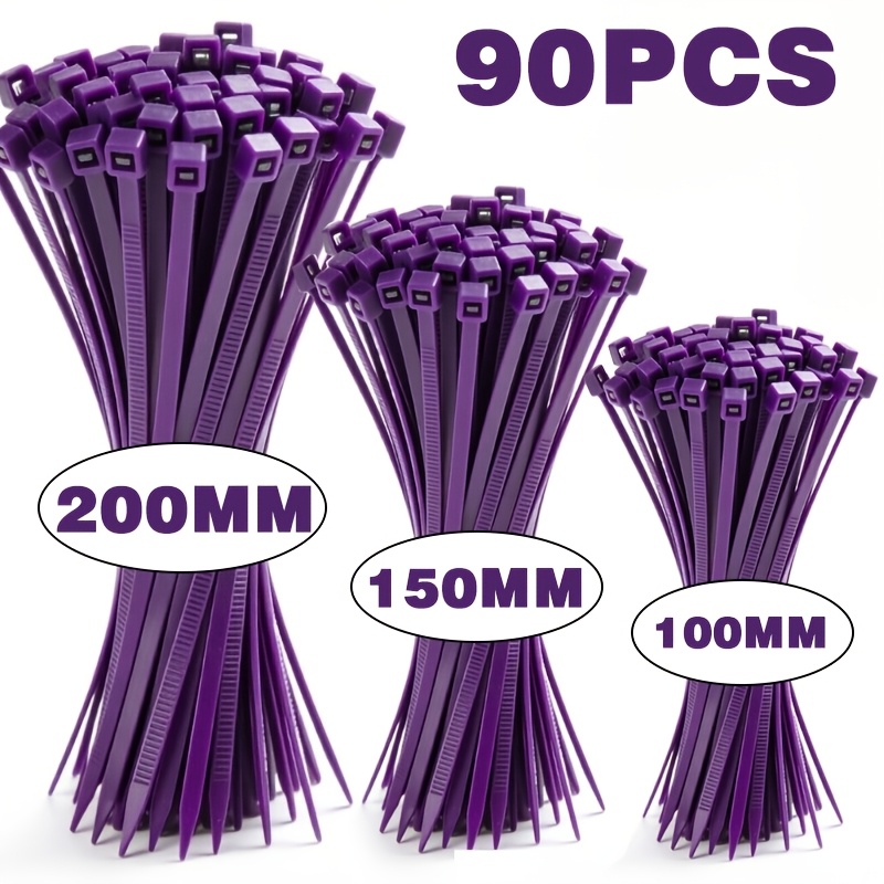 TEMU 90pcs Purple Nylon Cable Ties, Suitable For Festivals, Halloween, Christmas Decorations, Home Improvement, Hanging Ornaments, Cable Management,