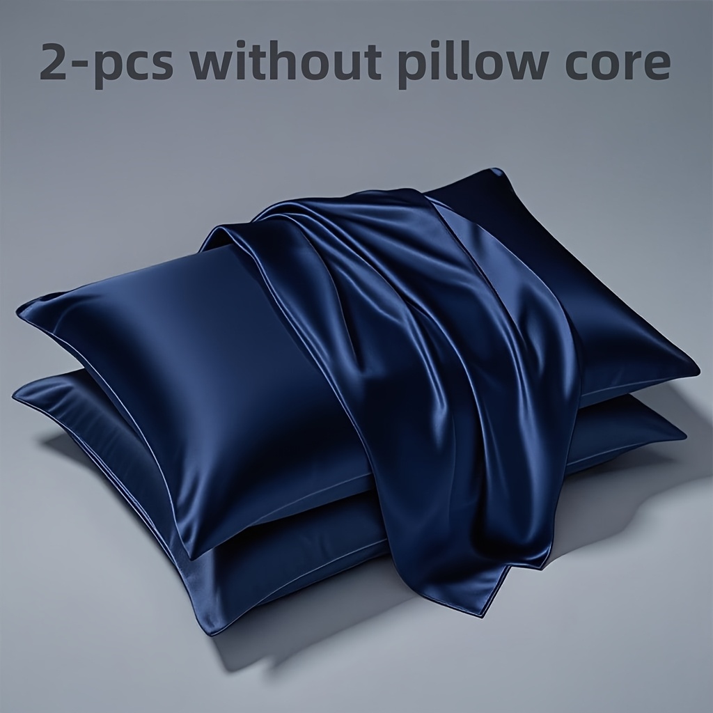 TEMU 2pcs Set Satin Pillowcases | Soft, Breathable, Smooth Polyester Covers For Sleep, Machine Washable