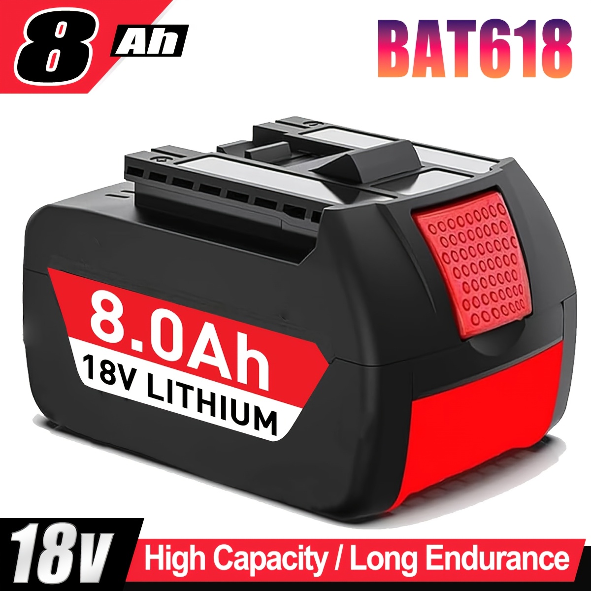 Image of 1/2 Pack 8000mah 18v Bat610 Replacement Battery For Bat618g Bat609 Bat609g Bat618 Bat619 Bat619g Bat618 Bat610g Bat610 Bat618 Bat612 Bat622 18v Battery Replacement Parts