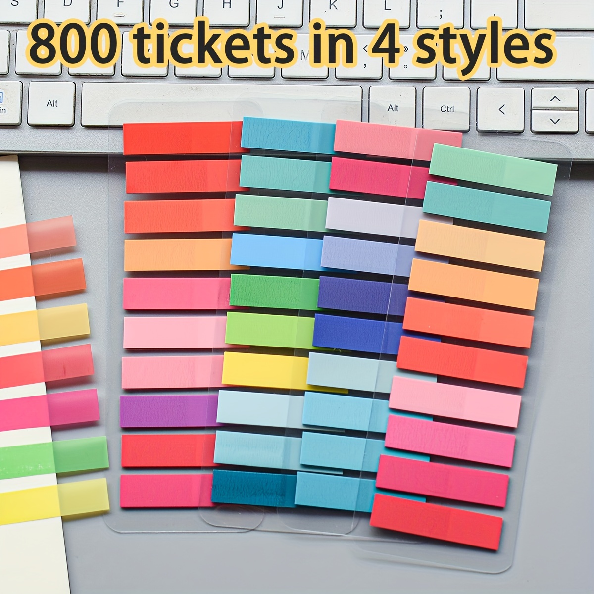 

800 Colorful Index Tabs In 4 Styles: Transparent, Rectangular, And Perfect For Organizing Your Notes