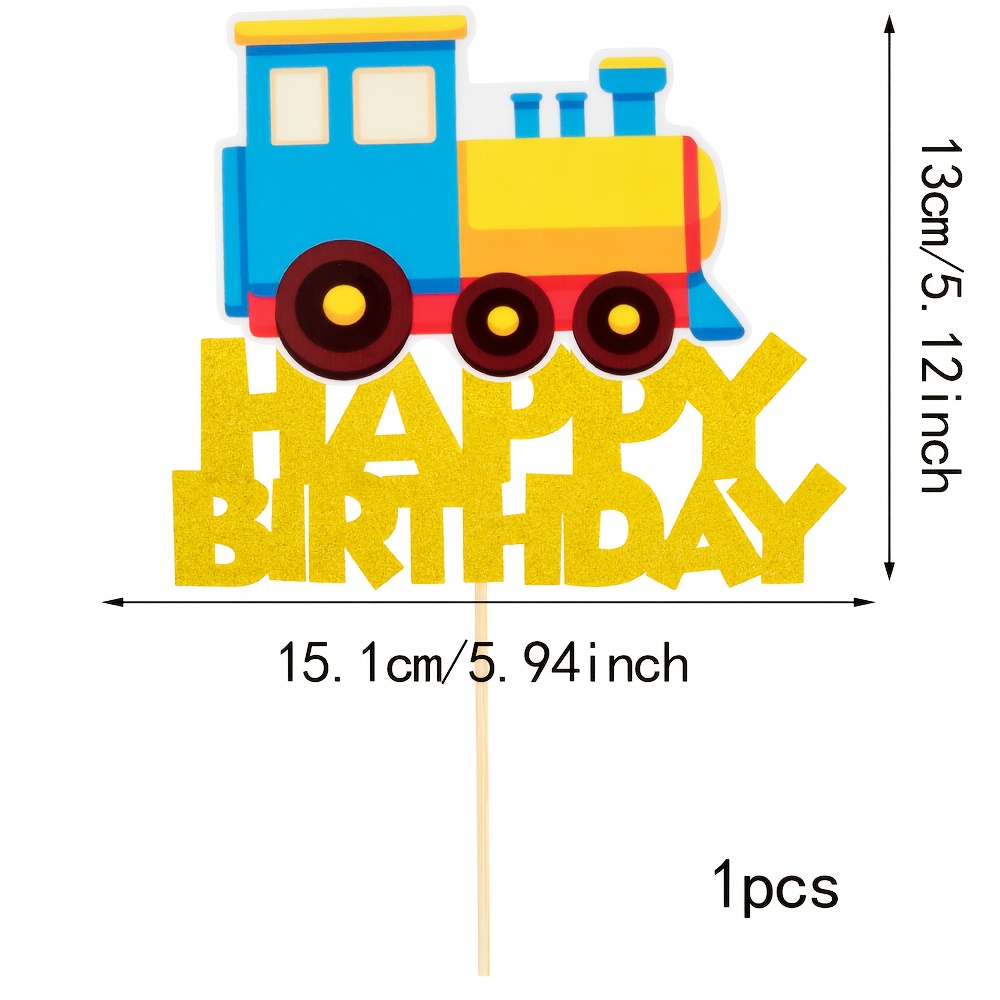 Happy Birthday Cake Top Hat Transportation Theme Birthday Party Decorations Railway Train Crossing Theme Party Supplies