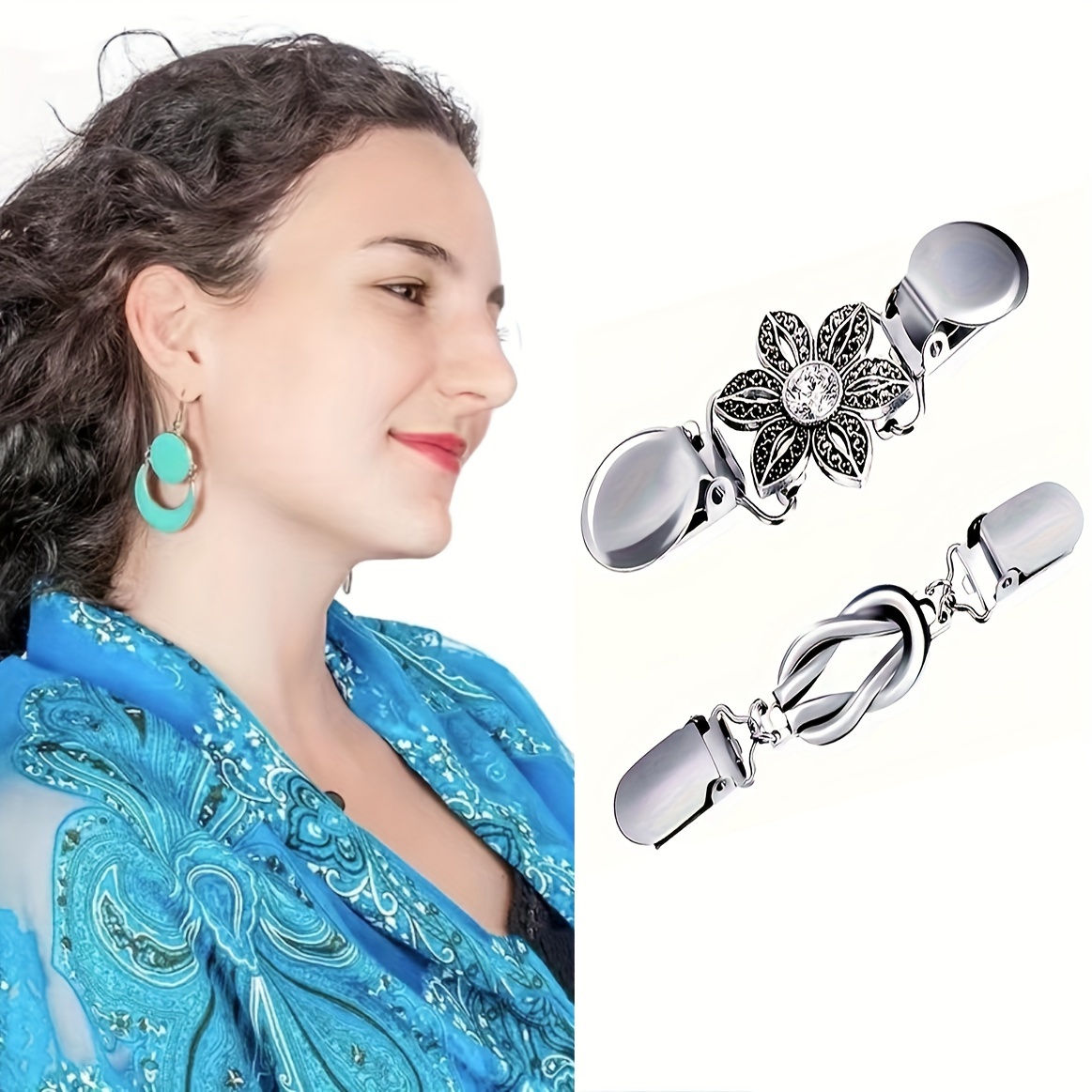 

2pcs Vintage Sweater Clip Set - Fashionable Pattern Clips, Suitable For Women's Shirts, Dresses, Shawls And Cardigans - The Perfect Accessory For Vintage Fashion Enthusiasts