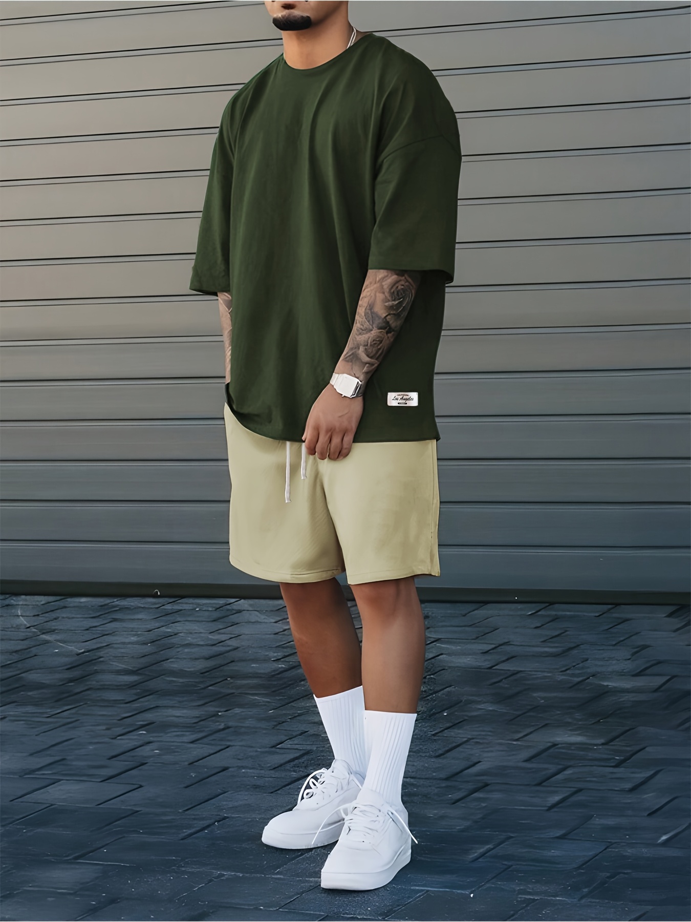 pièces t shirt homme manches courtes uni été short à Temu