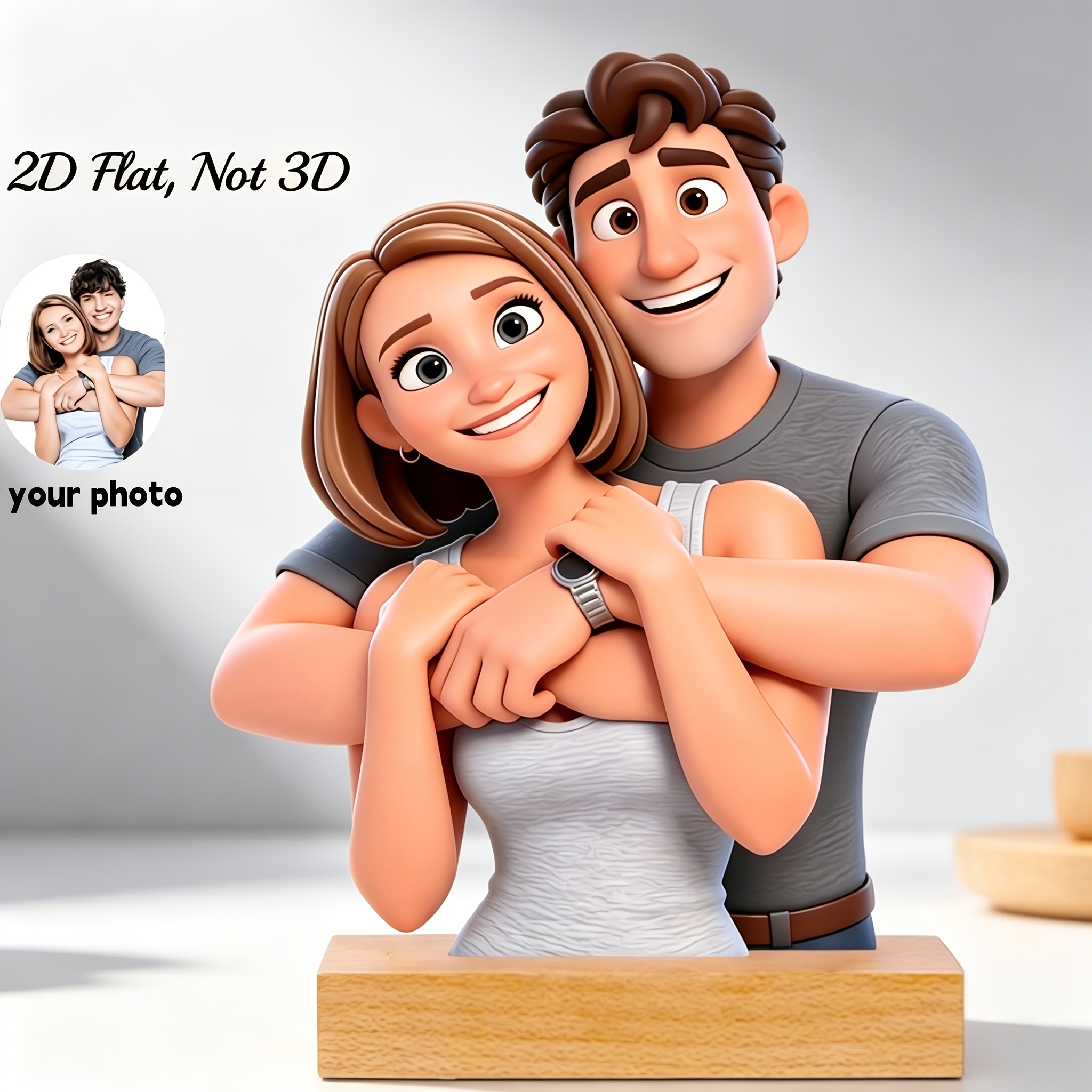 TEMU 2d Flat Personalized Custom Cartoon Photo Portrait - Ai-designed , Acrylic Desktop Ornament, Vibrant Colors - Ideal Gift For - Couple Souvenir,