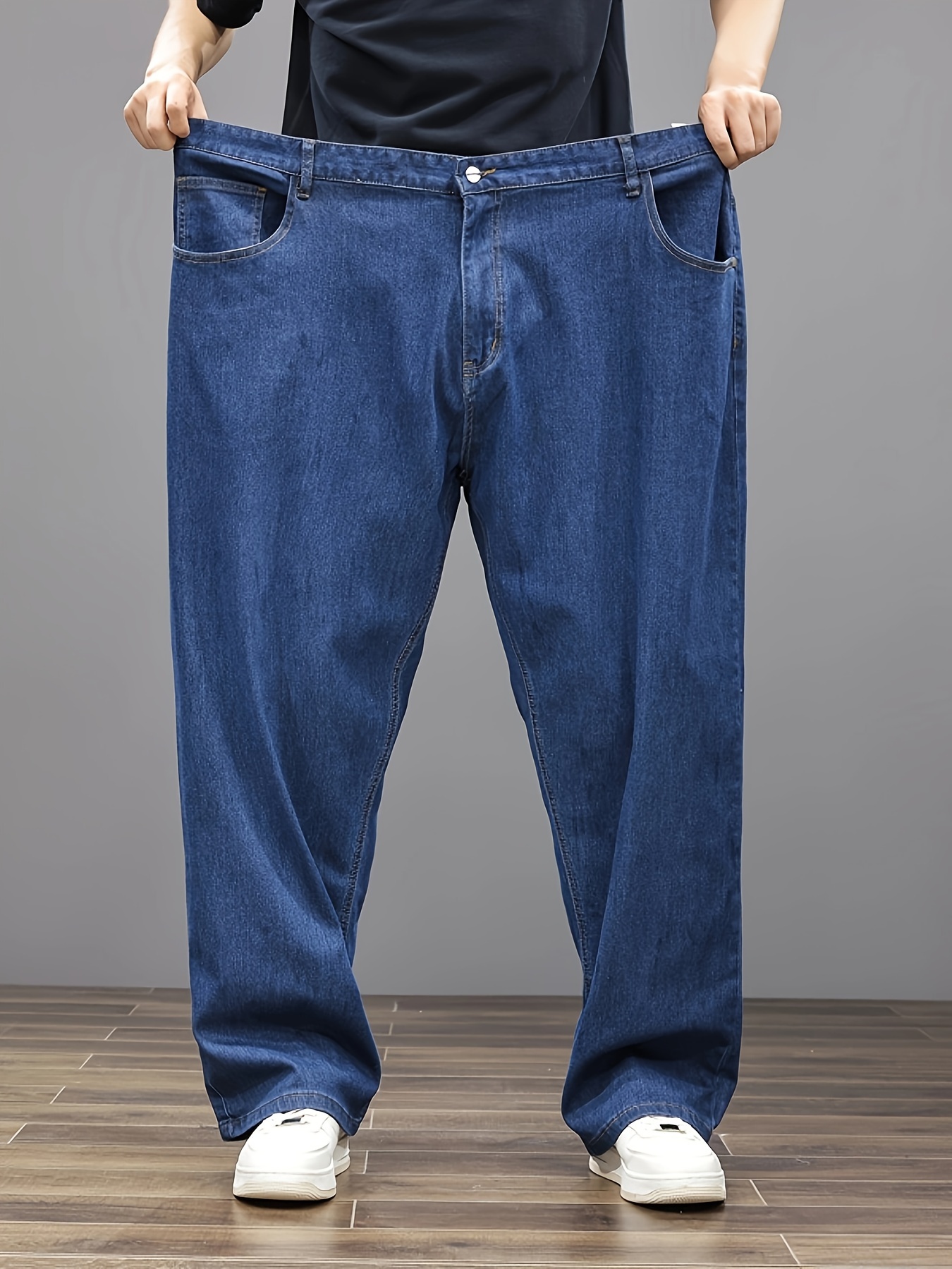 Plus Size Men's Soft & Comfy Jeans - Casual Loose Fit Denim Pants with Pockets, Stretch Rayon Blend for Fall/Winter, PLUS SIZE
