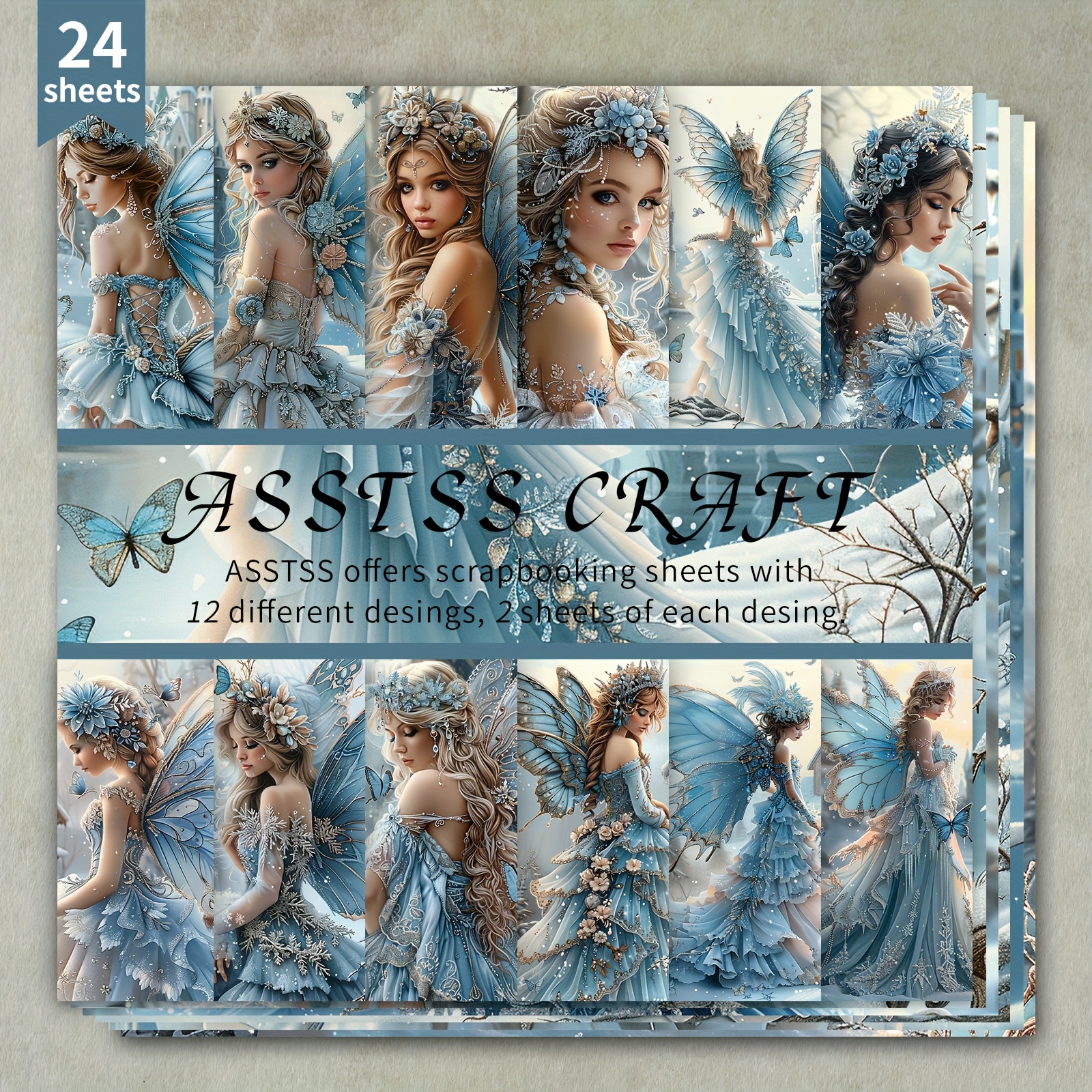 TEMU -sheet Pad Of Scrapbooking Paper Featuring A Fairytale Design, Made From Heavyweight Cardstock Suitable For Journaling, Collage Art, Greeting
